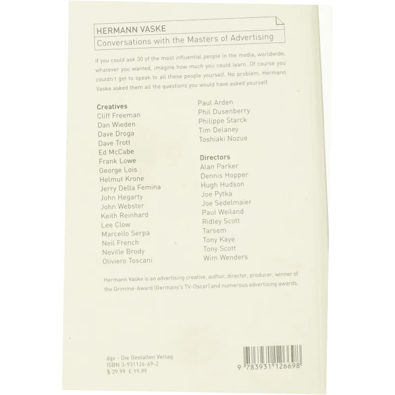 Standing on the Shoulder of Giants: Hermann Vaske's Conversations with the Masters of Advertising (Bog)