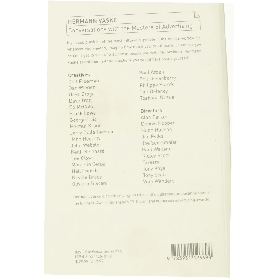Standing on the Shoulder of Giants: Hermann Vaske's Conversations with the Masters of Advertising (Bog)