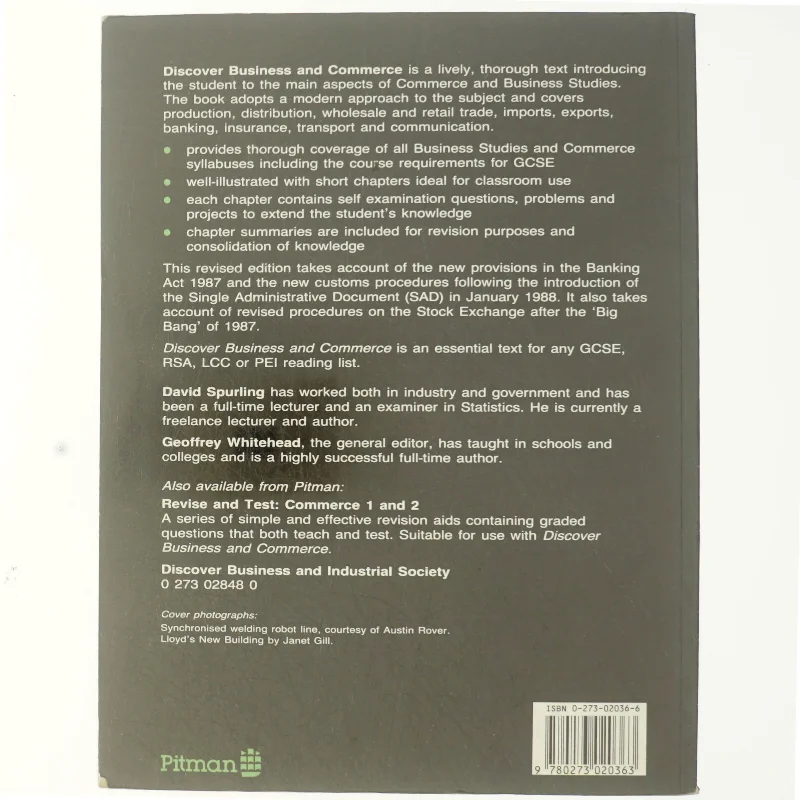 Discover Business and Commerce af David Spurling, Geoffrey Whitehead (Bog)
