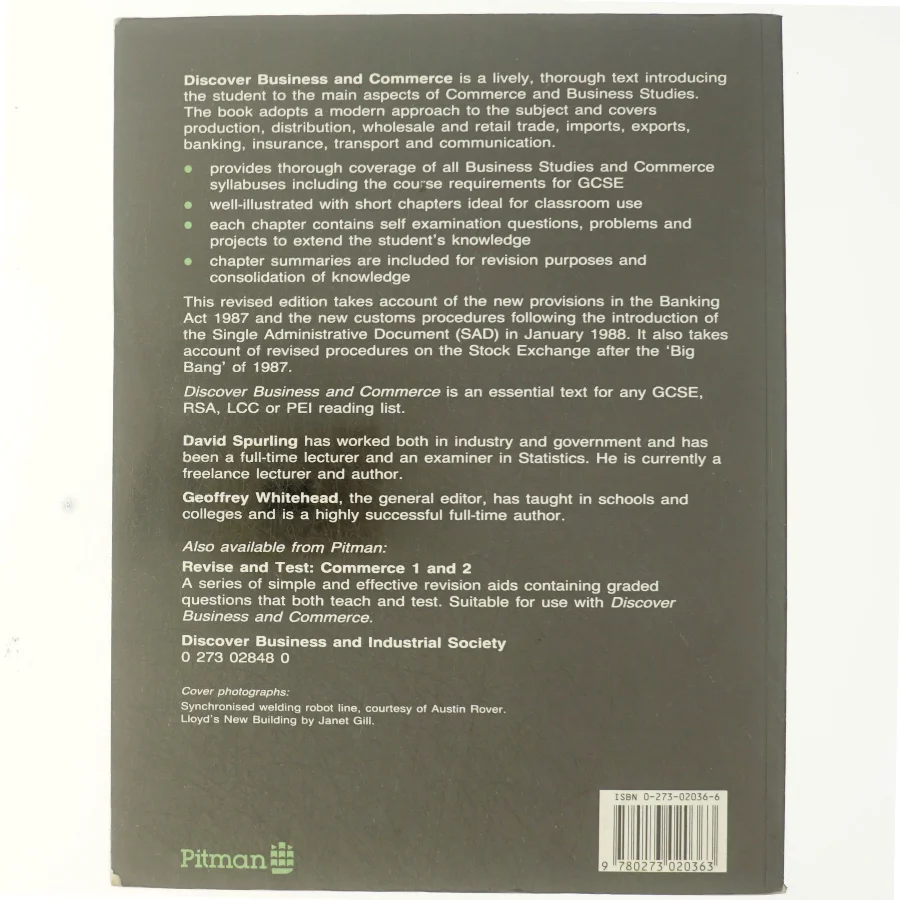 Discover Business and Commerce af David Spurling, Geoffrey Whitehead (Bog)