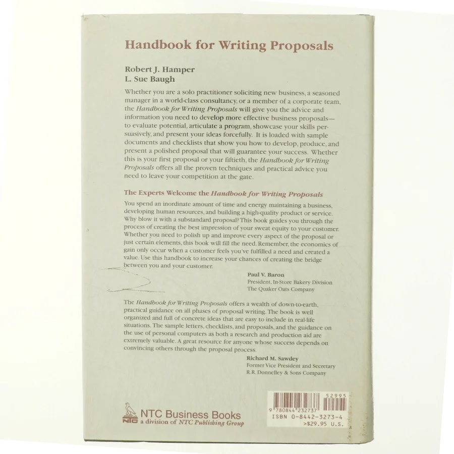 Handbook for Writing Proposals af Robert J. Hamper, L. Sue Baugh (Bog)