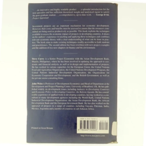 Project Analysis in Developing Countries af S. Curry, J. Weiss (Bog)