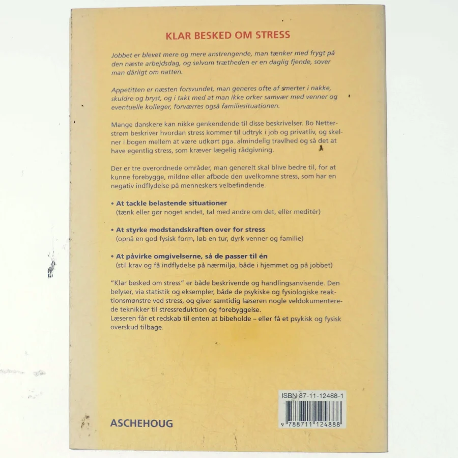Klar besked om stress af Bo Netterstrøm (Bog)