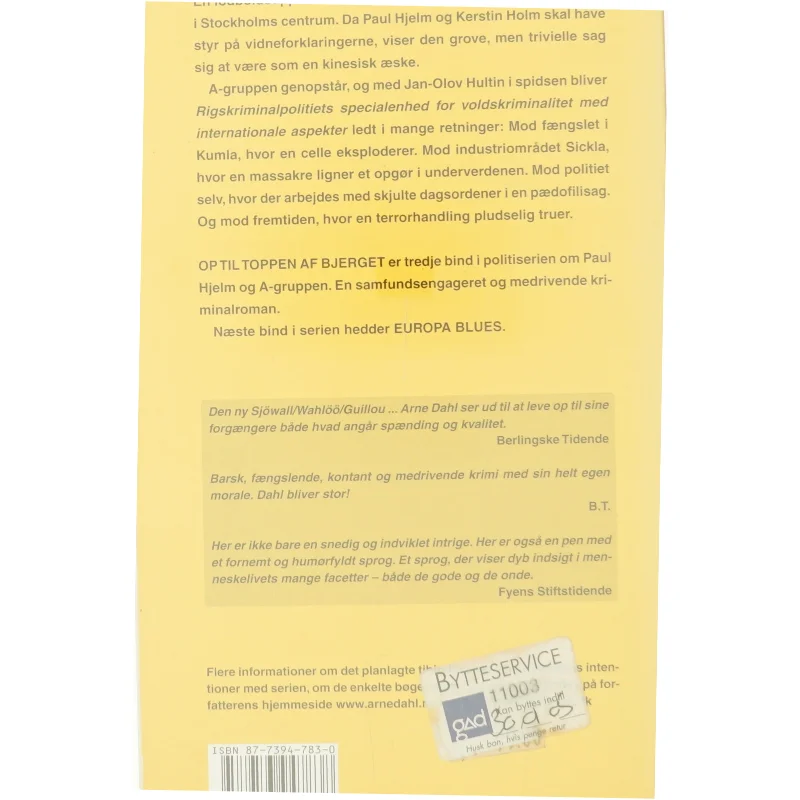 Op til toppen af bjerget af Arne Dahl (Bog)