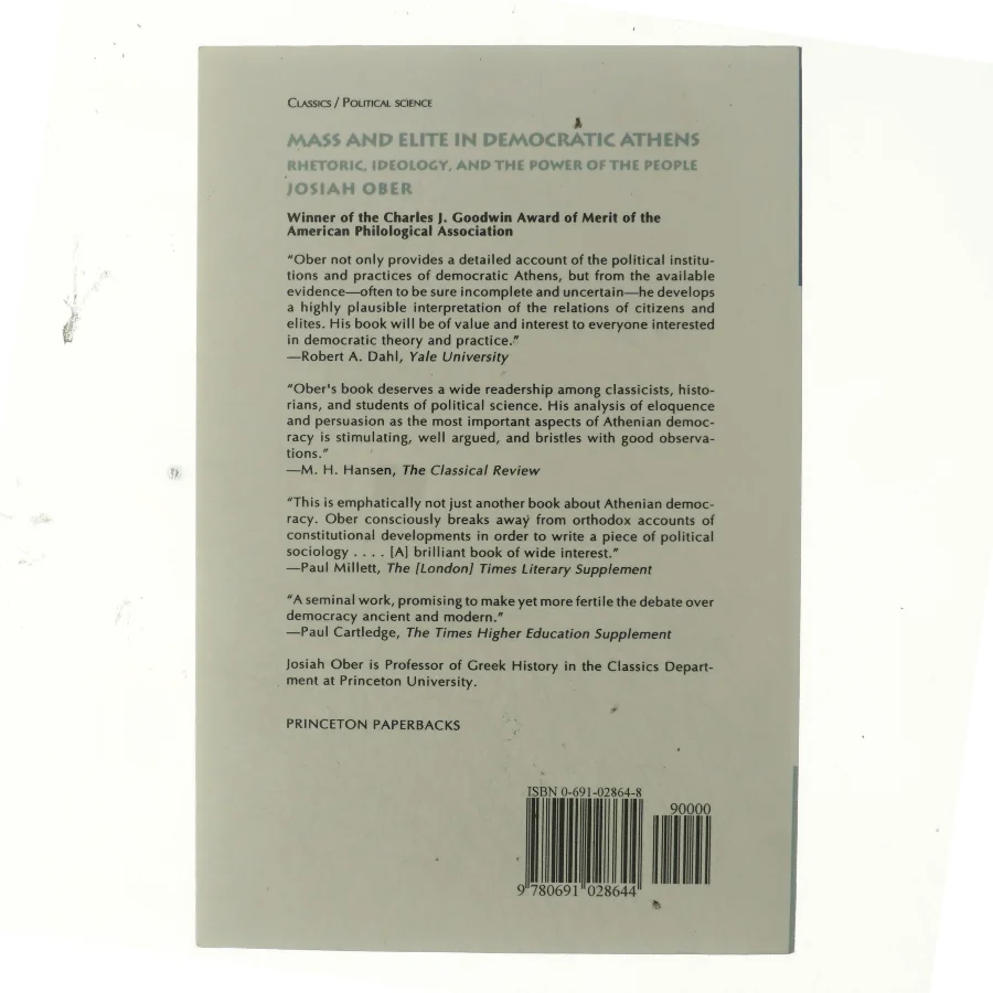 Mass and Elite in Democratic Athens af Josiah Ober (Bog)