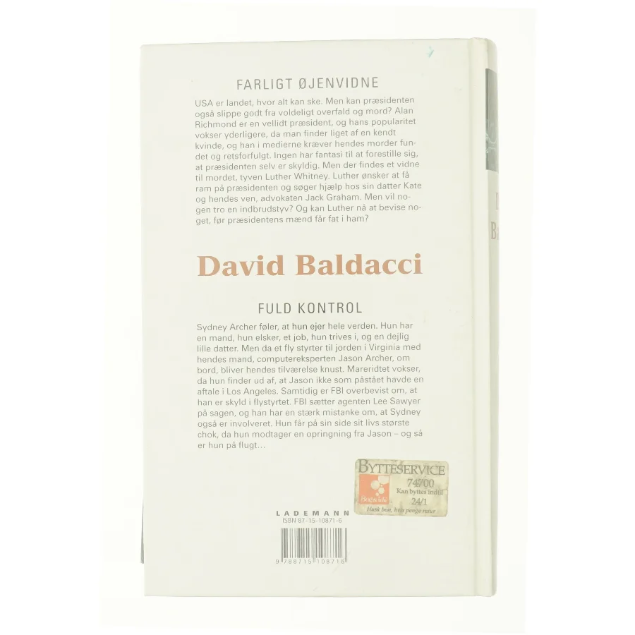 Farligt øjenvidne : Fuld kontrol af David Baldacci (Bog)