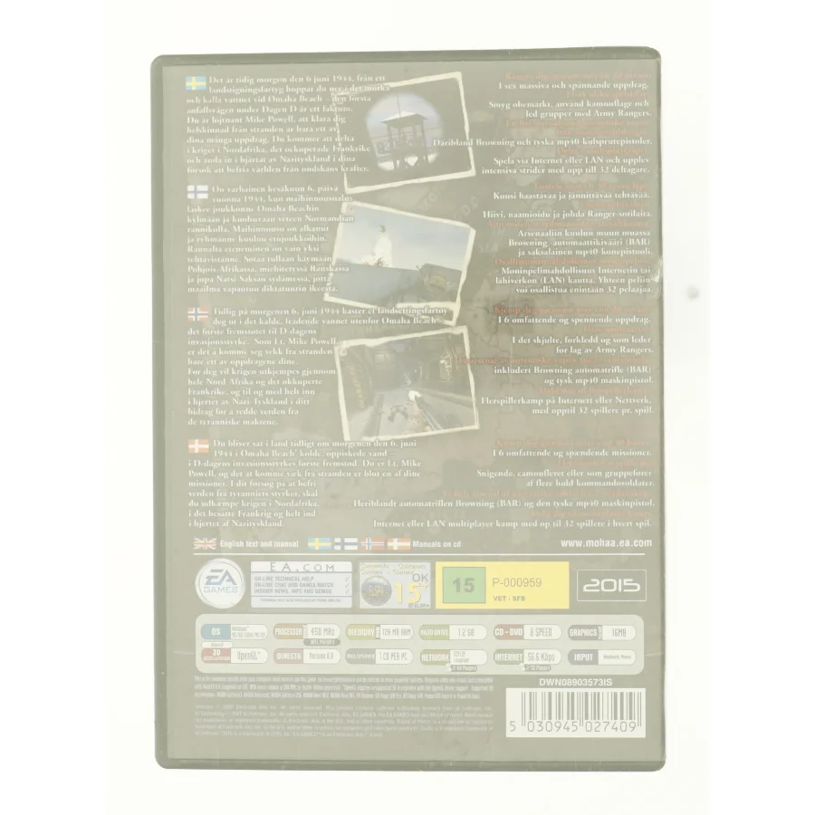 Medal of Honor Allied assault PC spil fra DVD fra DVD