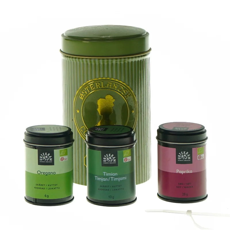 Tv bøtte og krydderi beholdere (str. HØ 15 x 9 cm Og 6,5 x 4,5 cm)