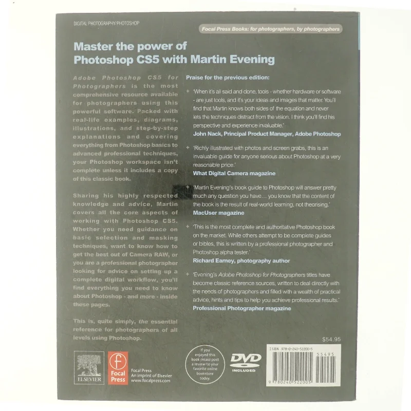 Adobe Photoshop CS5 for photographers : a professional image editor's guide to the creative use of Photoshop for the Macintosh and pc af Martin Evening (Bog)
