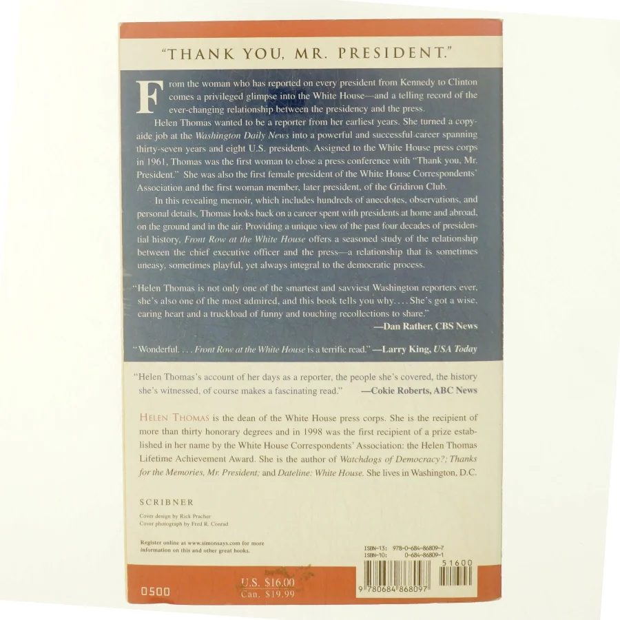 Front Row at the White House af Helen Thomas (Bog)
