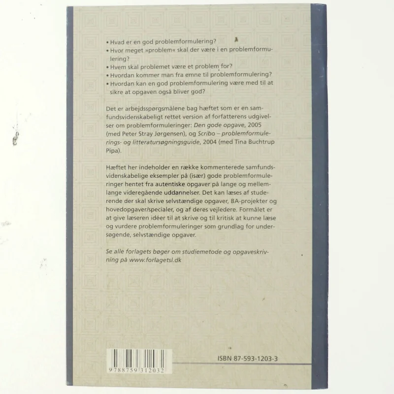 Problemformulering på de samfundsvidenskabelige uddannelser af Lotte Rienecker (Bog)