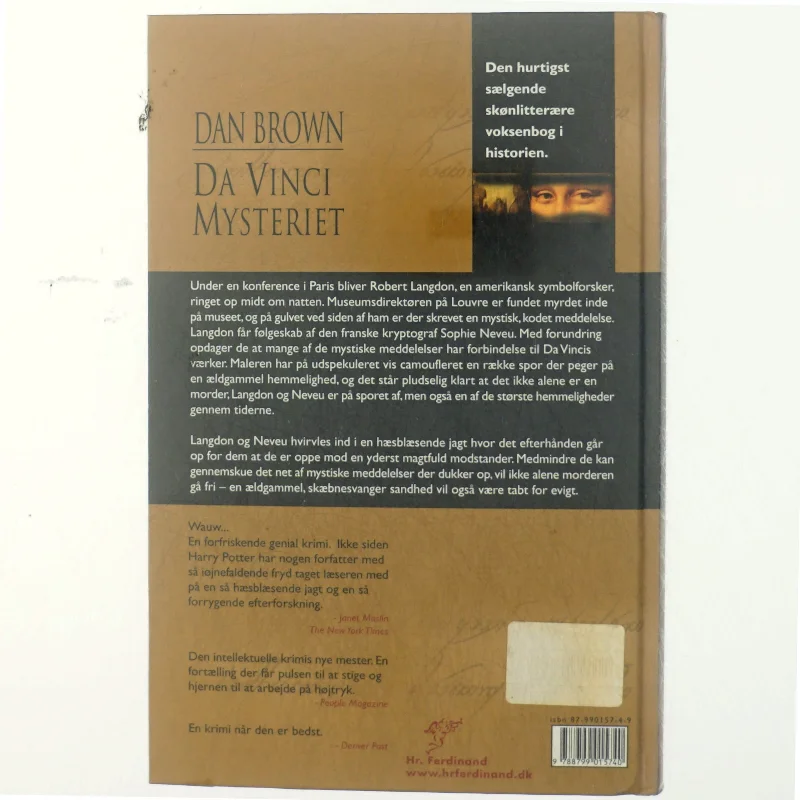 Da Vinci Mysteriet af Dan Brown (Bog)