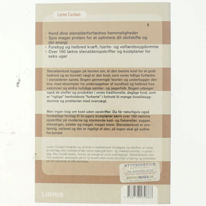 Stenalderkost af Loren Cordain (Bog)