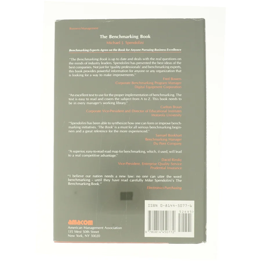 The Benchmarking Book by Michael J. Spendolini af Spendoloni, Michael J. (Bog)