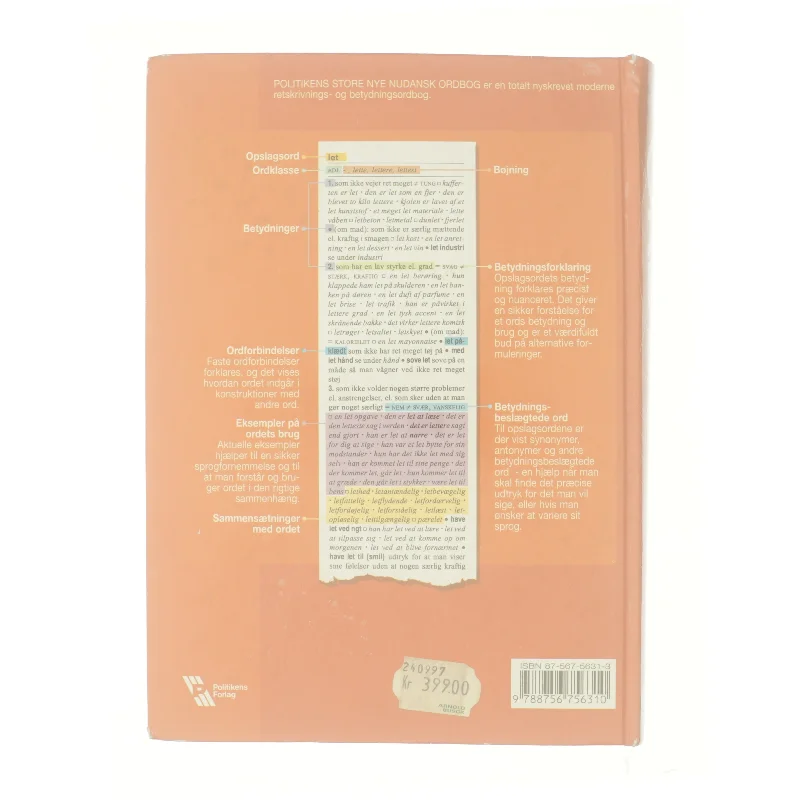 Politikens Store Nye Nudansk Ordbog (Danish Edition) (Bog)