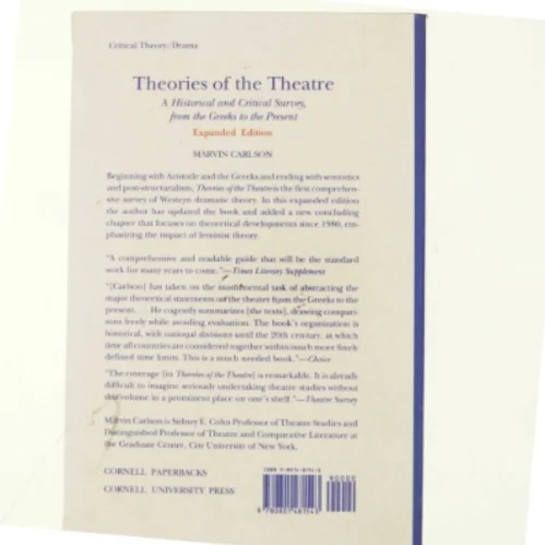 Theories of the theatre : a historical and critical survey, from the Greeks to the present af Marvin Carlson (1935-) (Bog)