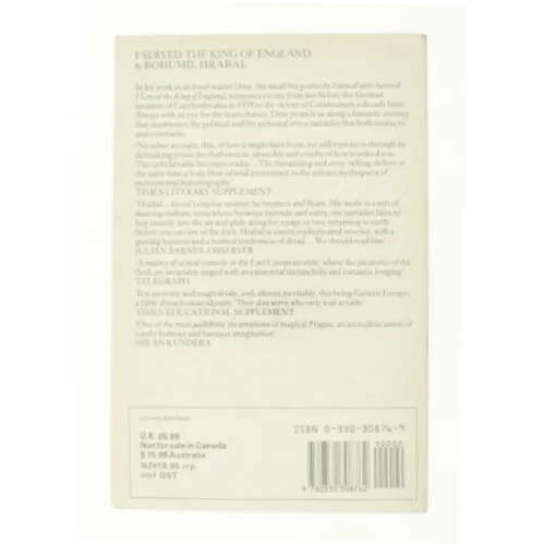 I Served the King of England by Bohumil Hrabal af Hrabal, Bohumil (Bog)