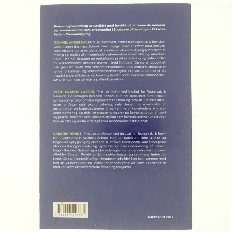 Opgavesamling til virksomhedens økonomistyring af Michael Andersen (Bog)