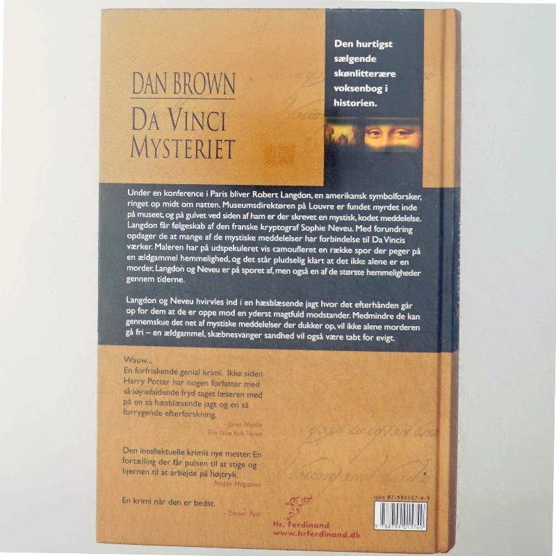 Da Vinci Mysteriet af Dan Brown (Bog)