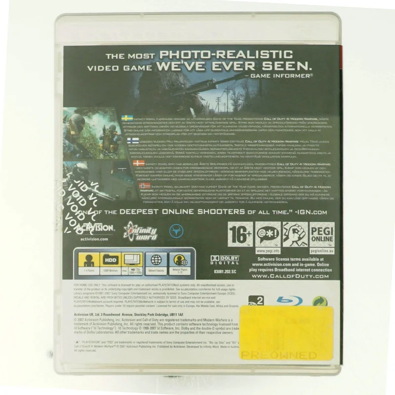 Call of duty 4, modern warfare fra ps3