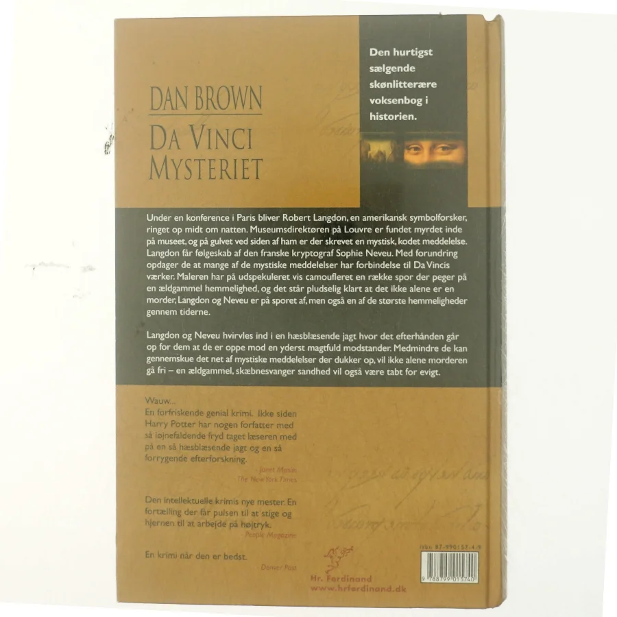 Da Vinci Mysteriet af Dan Brown (Bog)