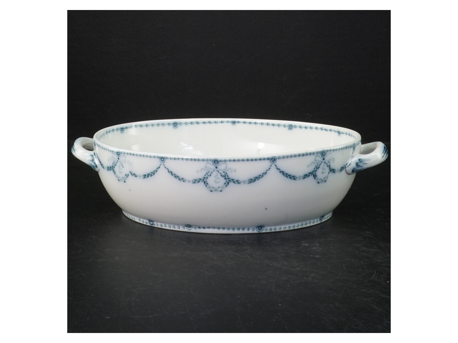 Porcelænsfad og skål med blåt mønster fra Hannibal (str. 30 cm)