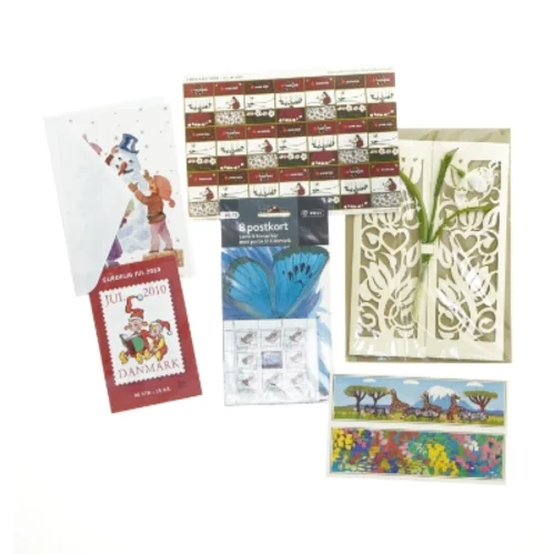Samling af postkort og frimærker