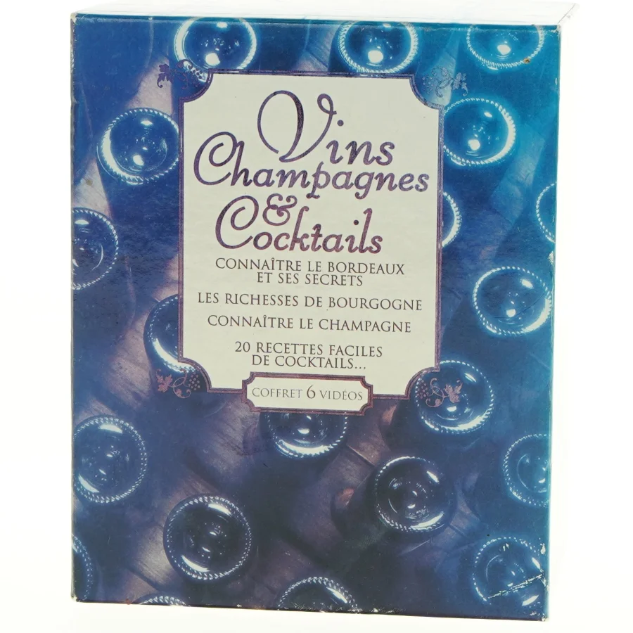 Samling af VHS-bånd med trækasse, Vins, Champagnes & Cocktails
