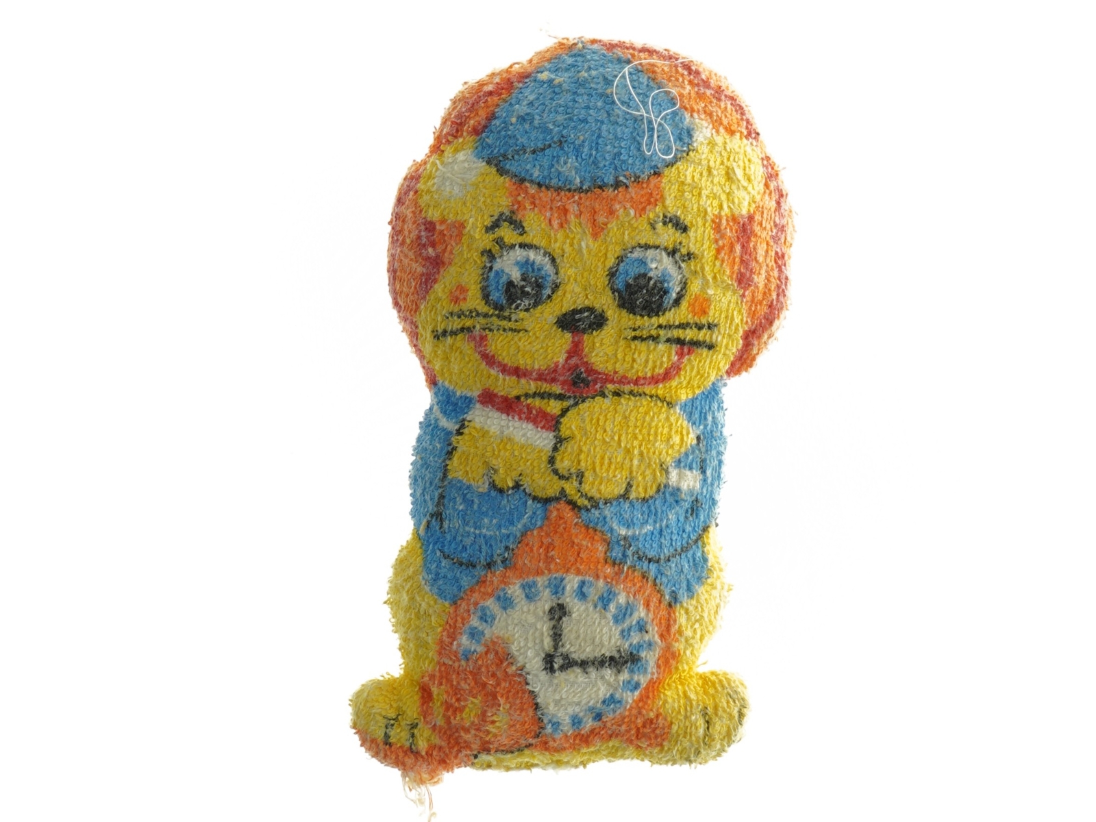 Farverig stofbamse (str. 20 x 10 cm)