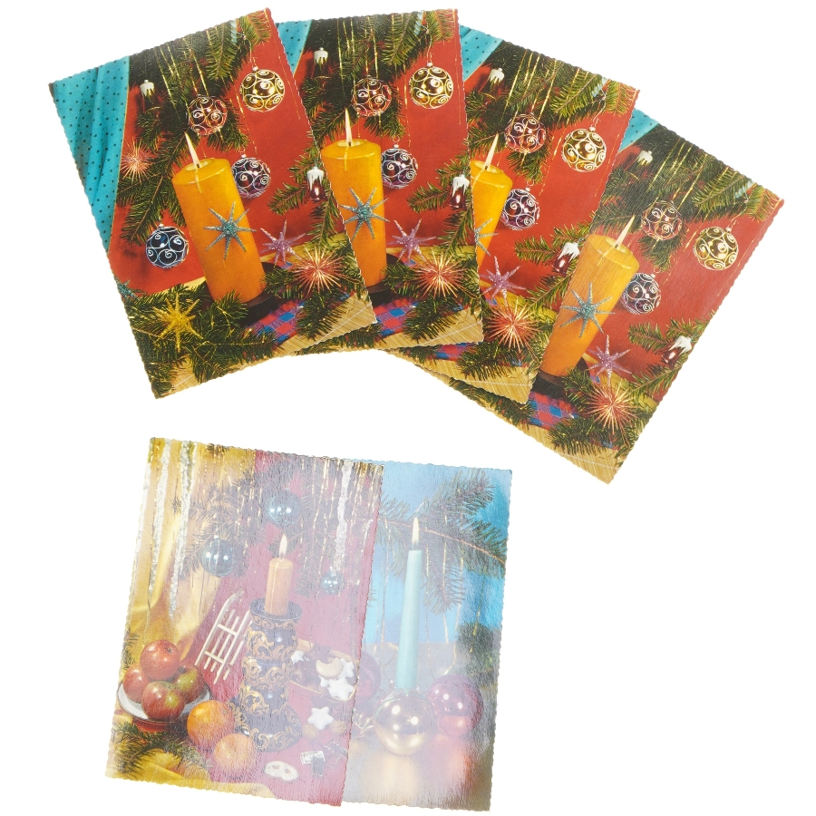 Retro Julekort med lys motiv (str. 15x10,5 cm)