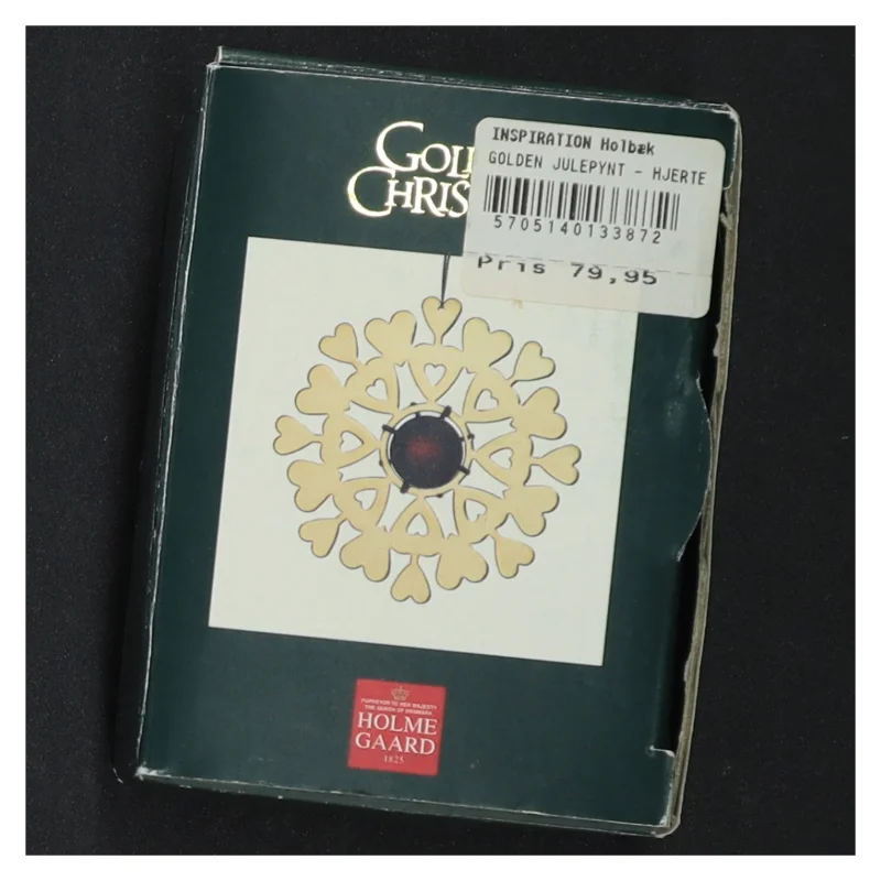 Gylden julepynt i messing fra Holmegaard (str. Ø 6,5 cm)