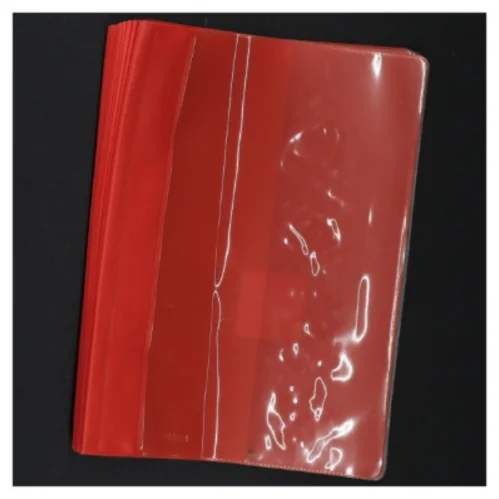 Røde plastikmapper fra Esselte (str. A 5 parentes, 22 x 16 cm )