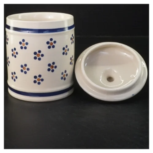 Keramik krukke med låg (str. 16x10 cm)