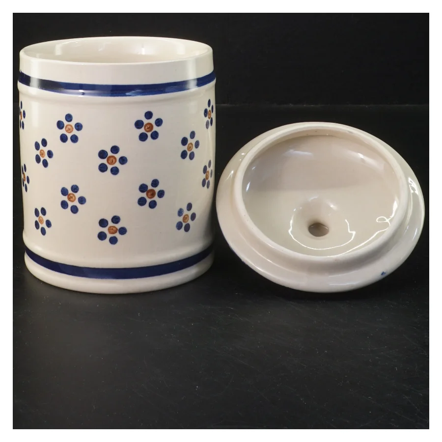 Keramik krukke med låg (str. 16x10 cm)