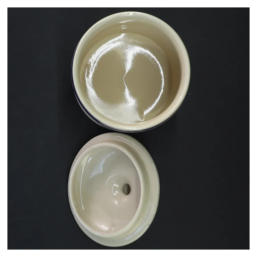 Keramik krukke med låg (str. 16x10 cm)