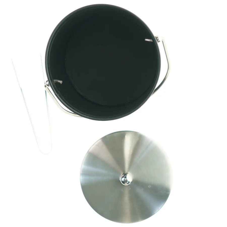 Isterningepand / champagne med tang og låg (str. Ø, 14 x 20 cm)
