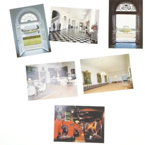 Postkort med arkitektur og interiør (str. 6 stk 17x12 cm)