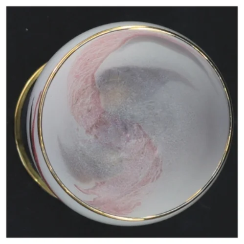 Dekorativt vinglas med guldkant og marmorering (str. Ø 8 x 20,5 cm)