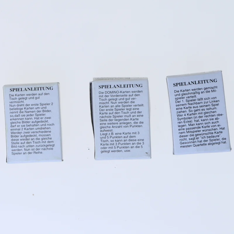 Miniture Kortspil sæt med Memo, Domino og Quartett (str. 5x3,5 cm)