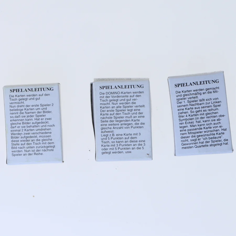 Miniture Kortspil sæt med Memo, Domino og Quartett (str. 5x3,5 cm)