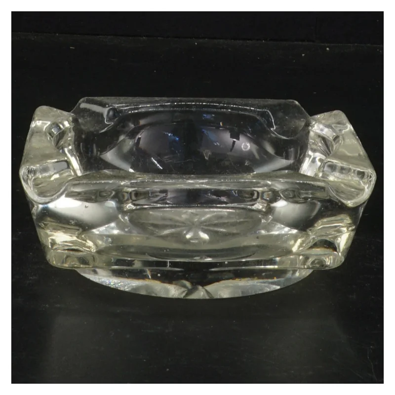 Gennemsigtig glasaskebæger (str. 12 x 12 x 4 cm)