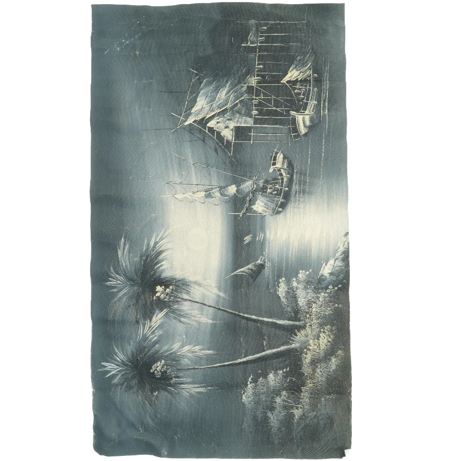 Havmotiv maleri på stof (str. 45 x 80 cm)