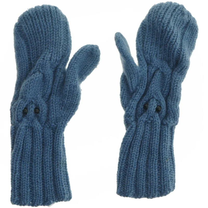 Blå strikkede vanter (str. 27 cm)