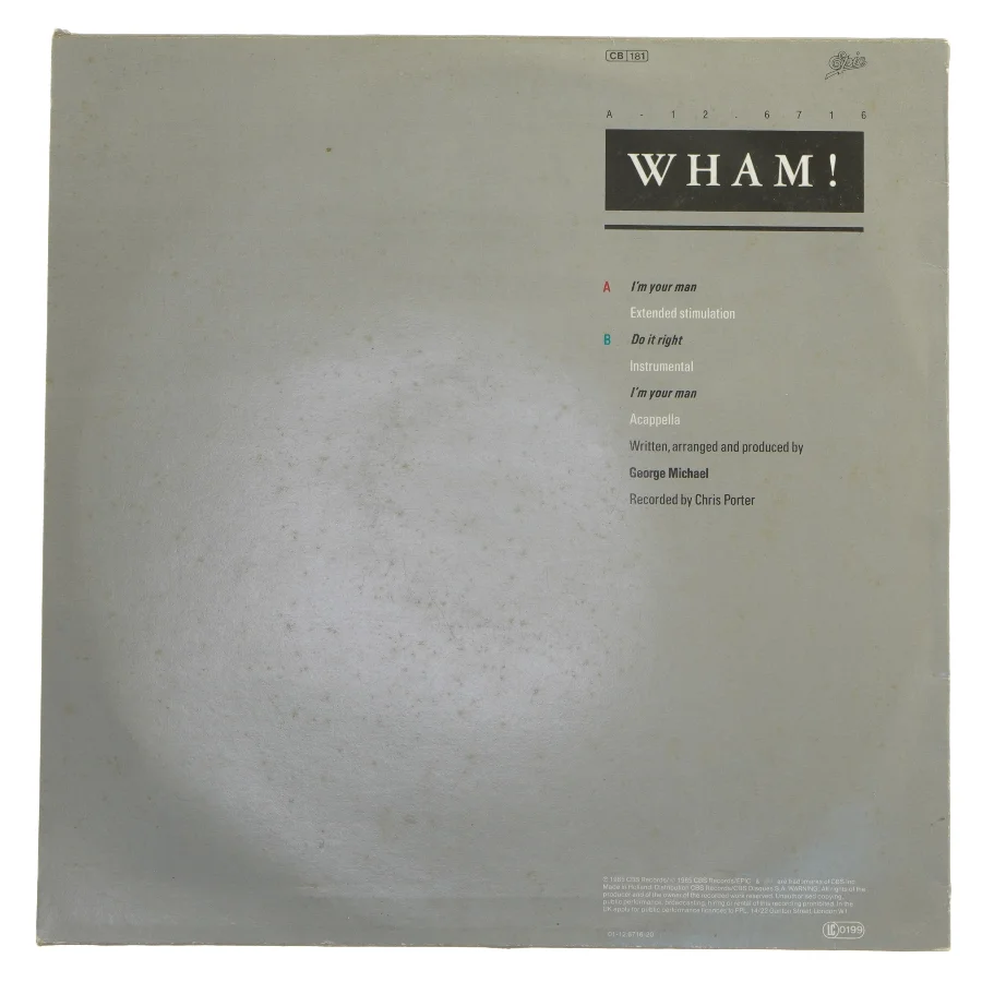 Wham! - I'm Your Man Maxi Single LP fra Epic