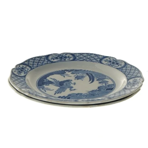 Blå og hvide tallerkener med mønster, Ø 23 cm, 2 stk (str. 2 stk Ø 23 cm)