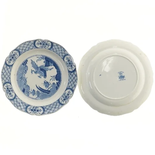 Blå og hvide tallerkener med mønster, Ø 23 cm, 2 stk (str. 2 stk Ø 23 cm)