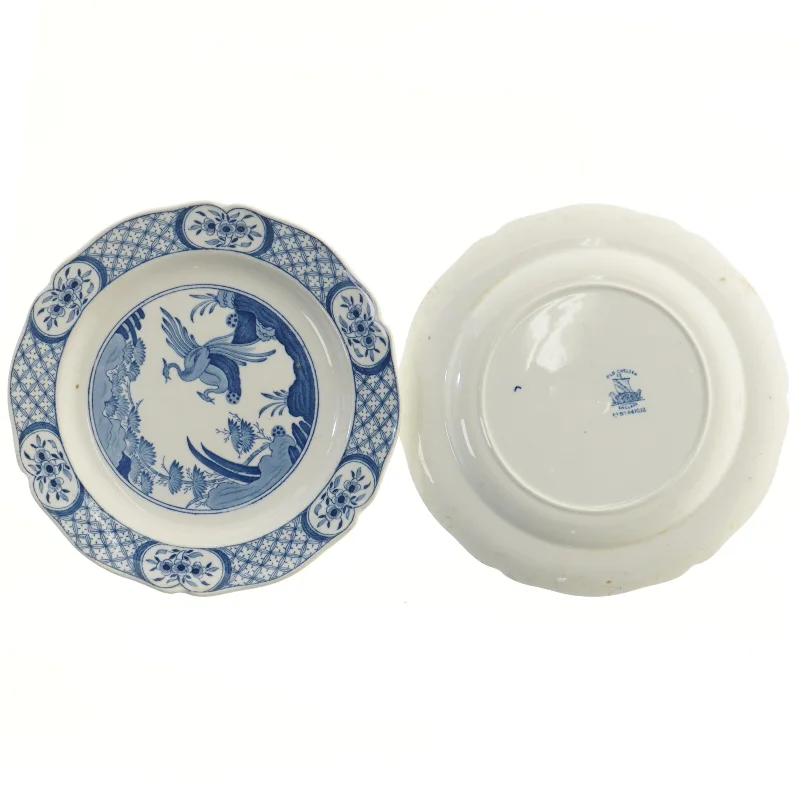 Blå og hvide tallerkener med mønster, Ø 23 cm, 2 stk (str. 2 stk Ø 23 cm)