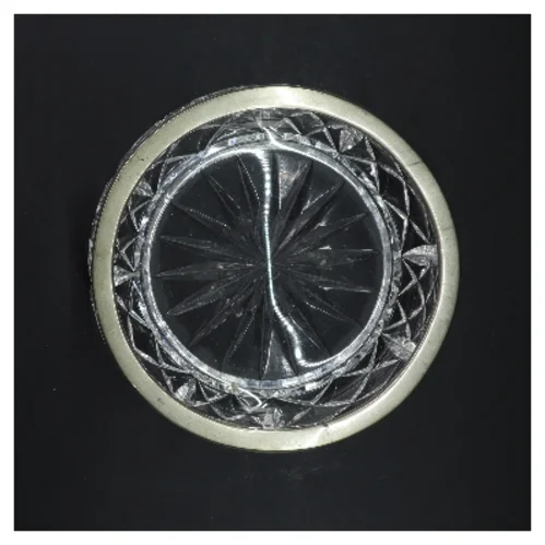 Krystal skål med sølvkant (str. Ø 20x10 cm)