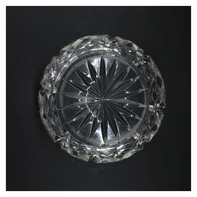 Krystal skål med sølvkant (str. Ø 20x10 cm)