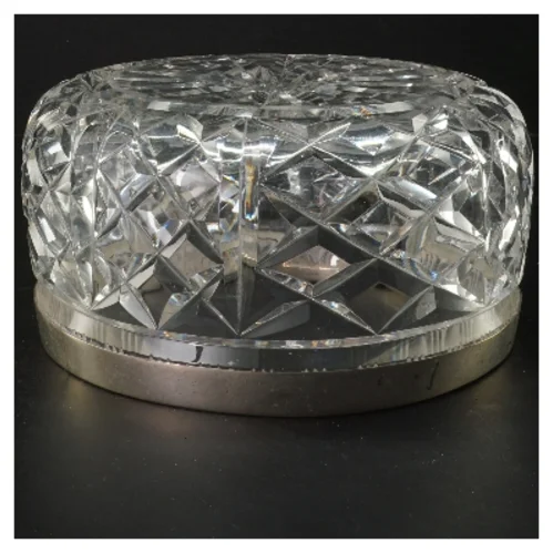 Krystal skål med sølvkant (str. Ø 20x10 cm)